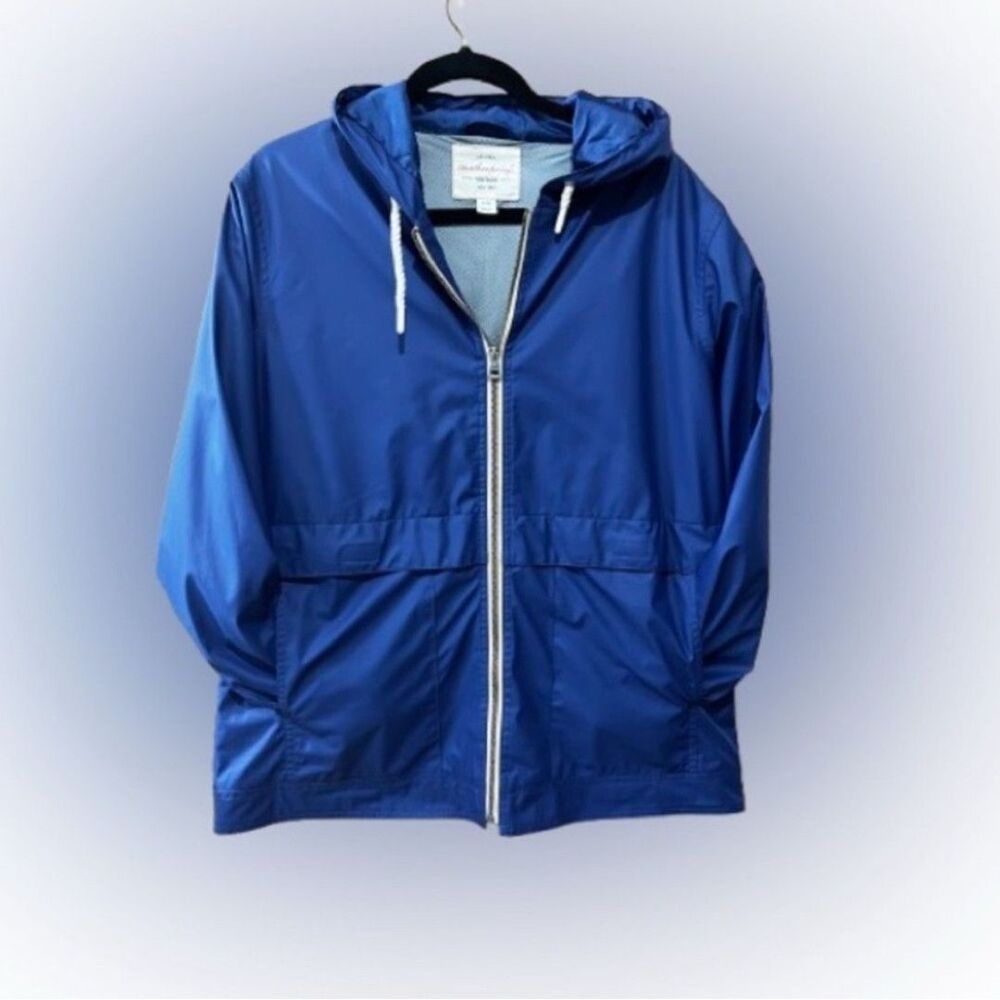 Weatherproof Blue Windbreaker Jacket with Hood -Size L